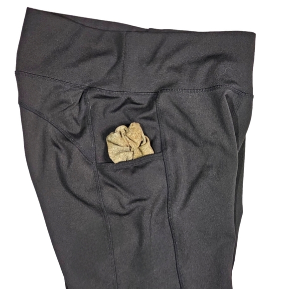 Peltoton Black Leggings Size Medium Sheer X Sides Pocket - Picture 3 of 6